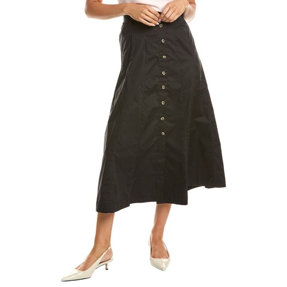 T Tahari Womens Button Midi Skirt, Black